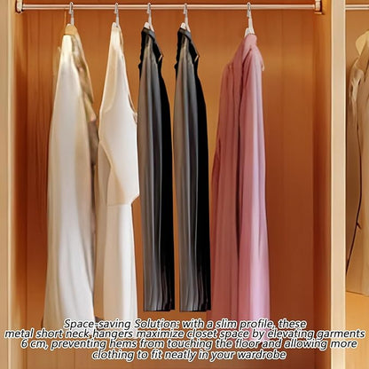 Leumoi 20 Pack Short Neck Hangers Non-Slip Metal Hangers for Clothes, Pants, Shirts, Tank Tops, Jackets, Space Saving, Short Neck Household Collar Protection (White)