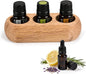RoseFlower Wooden Essential Oil Display Storage Organizer Holder Stand - 3 Slots Red Oak Wood Rack - Holds up to 3 Aromatherapy Bottles - Ideal Gift Presentation Shelf