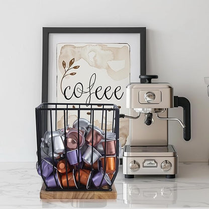 BYTEAIDREX Extra-Large Coffee Pod Holder,K Cup Holders for Counter Small Space,K Cup Storage,Coffee Pod Basket,Coffee Station Organizer, Bar Accessories.