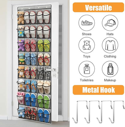 Lemecima 2 Pack 40-Pocket Over the Door Shoe Organizer - Large Mesh Pocket Hanging Shoe Organizer,Behind the Door Shoes Storage Holder Hanger,Large Capacity Design for Dorm Room College
