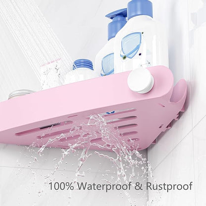 Sotfamily Plastic Shower Caddy Corner (For 90° Only), 4 Pack Adhesive Corner Shower Shelves for Bathroom Organizers and Storage, Pink