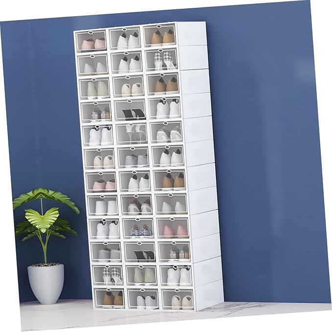 Ciieeo 6 Pcs Transparent Plastic Shoe Storage Box Drawer Style Container for Organized Home Shoes Scratch Resistant Stackable Design for Quick Access
