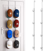 HapiRm Over Door Hat Rack - 2 Packs Hat Organizer with 8 Hooks Design, Hanging Baseball Cap Organizer Storage Holds Up to 40 Caps for Door, Bedroom, Closet (Sliver)
