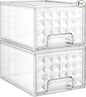 Delamu 2 Pack Stackable Storage Drawers, Makeup Skincare Holder Vanity Storage Organizer, Plastic Drawers For Vanity Desk, Undersink, Kitchen Cabinet, Pantry, Clear, Ideal Gifts for Women