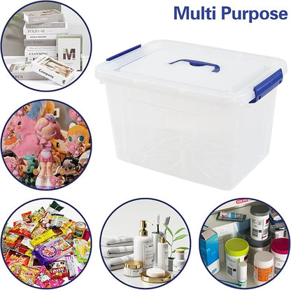 Anbers 12 Quart Clear Plastic Bin with Lid, Latching Box with Handle, Set of 1