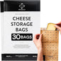 Formaticum - 30-Pack Cheese Storage Bags - 6.25 x 11 Wax Paper Bags to Keep Cheese or Charcuterie Fresh - Professional Grade Cheese Paper for Wrapping Cheese - Porous Brown Paper Bags From France