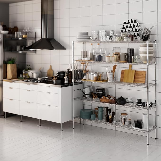 14" Deep x 60" Wide x 64" Height Wire Shelving Kit | 5-Tier | NSF Commercial Storage Rack Unit