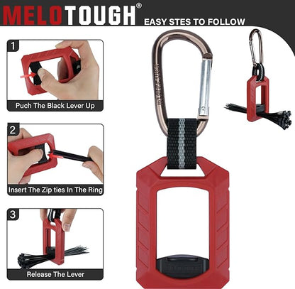 Melotough Zip Tie Organizer Band,Zip Tie Holder,Reusable,Cable Tie Bracket for Multi-Purpose Indoor and Outdoor Use,Red,2Pcs
