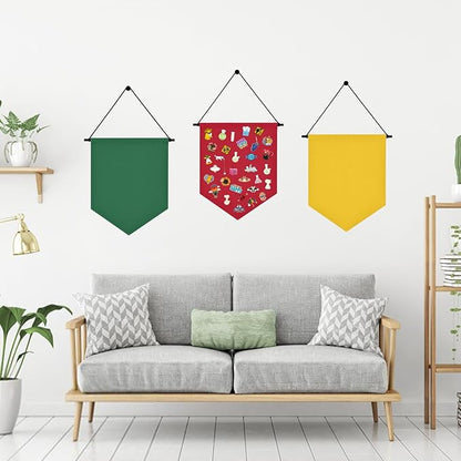 Wall Hanging Brooch Organizer Storage Board Colorful Enamel Pin Badge Canvas Display Banner Earrings Case Collection Holder 12.6x10in(Not Include Any Accessories) (Red)