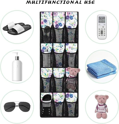 Floral Pattern Over the Door Shoe Organizer,Shoe Organizer Door Hanger,Space Saver Shoes Hanger Storage Organizer Bag