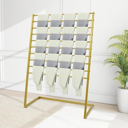Scarf Display Stand, 10 Tier Metal Scarf Holder Organizer, Scarf Hanger Scarf Holder Scarf Organizer Belt Organizer Pants Rack Scarf Rack for Commercial Clothing Retail Store (Gold, 100cm)