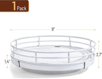BAMBOO LAND- Lazy Susan Turntable Organizer, 9", White Lazy Susan for Table Top, Wooden Lazy Susan, Wood Lazy Susan, Lazy Susan for Dining Table, Table Lazy Susan Wood, Table Lazy Susan Turntable