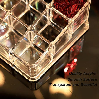 Clear Acrylic Lipstick Lip Gloss Organizer 9 Slots Small Comestic Display Holder for Nail Polish Essential Oil