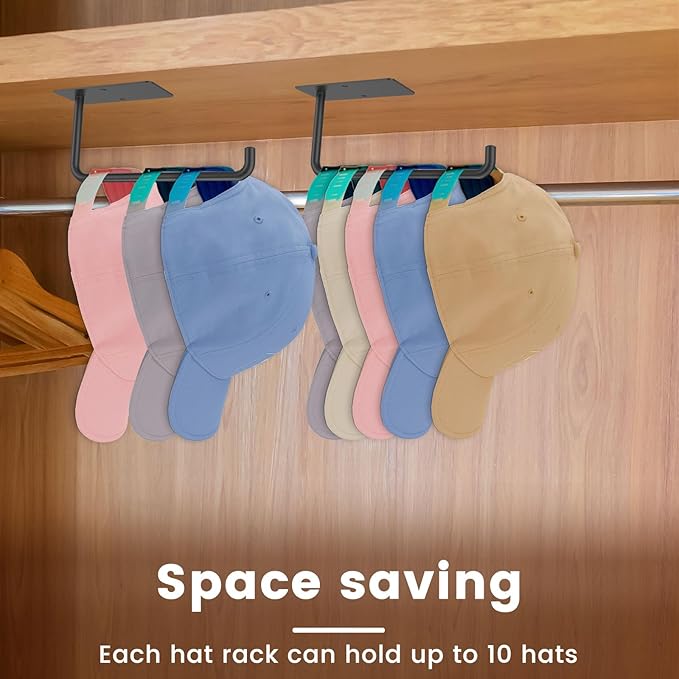 Hat Rack for Baseball Cap 2 Pack Hat Hooks Stainless Steel Hat Storage Hooks Adhesive Hat Organizer Holder Wall Mounted Hat Holder Wall Hat Organizer Hat Hanger Racks for Closet Door Living Room