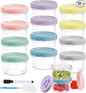 Yomarket 12pcs 8 oz Plastic Containers with Screw Lids, Reusable Clear Food Storage Containers with Pen and Brush for Snack Salad Fruit, Leakproof Small Freezer Containers, Microwave & Dishwasher Safe