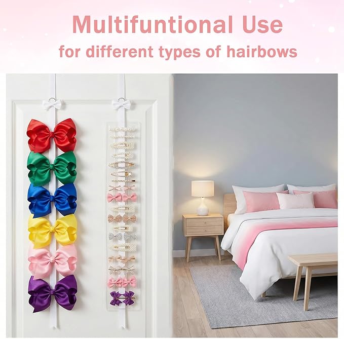 Mabor 3Pcs Hair Bow Holder, Hairbow Organizer Hanger for Girls Hair Bows, Ribbon Hairpin Organizer Storage for Women, Wall Hanging Alligator Clip Accessories