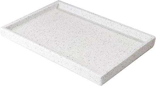 Bathroom Tray,Goporcelain Marble Tray for Bathroom Counter Decor Ceramic Perfume Organizer Vanity Tray for Dresser Jewelry Dish Key Plate Rectangle Marble Sink Trays Countertop Organizer Holder,Medium
