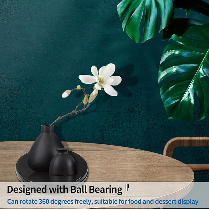 Bivethoi 6 Inch Mini Turntable, Black Rotating Tray, Acrylic Ball Bearing Plate for Kitchen Spice Rack, TV Laptop Monitor