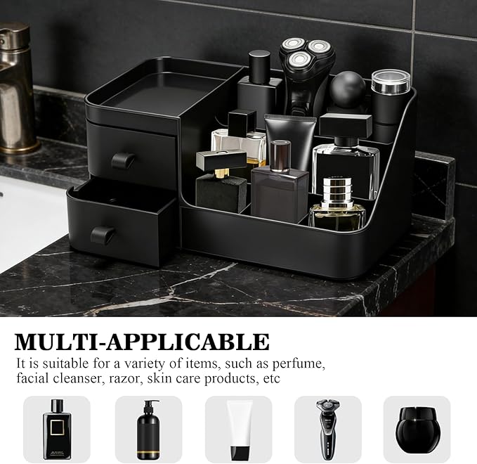 ZOCONE 2026 Cologne Organizer for Men, Mens Bathroom Organizer, Dresser Organizer Countertop, Cologne Stand, Perfume Stand Organizer for Mens Room Decor, Birthday Gifts for Men (Black)
