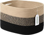 ECDYQXVU Cotton Rope Storage Basket, 15x10x9 Inches, Woven Basket for Shelves, Clothes, Towels, Books, and Laundry, Gradient Black/Brown (1 Pack)
