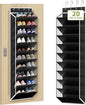 KEEPJOY 10 Tiers Mesh Over Door Shoe Organizer Storage, Hanging Shoe Holder for Door with Large Deep Pockets, Fit 20-30 Pairs Shoe Rack for Sneakers, Boots(Black)