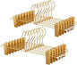 Gold Aluminum Pants Hangers,Hangers with 2-Adjustable Clip,Solid Skirt Hangers Space Saving Hanging Clothes Hangers Metal Rack for Trouser