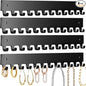 Acrylic Necklace Holder 4 Pack Wall Mounted Necklace Organizer Hanging Jewelry Organizer with 12 Hooks for Necklaces, Bracelets, Rings and Bangles Display Black