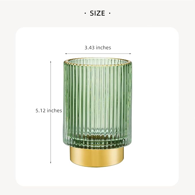 Makeup Brush Holder Organizer,Toothbrush Holders,Desk Pen Pencil Holder,Multifunctional Vintage Glass Brush Cup（L/Green/A3-6-US）