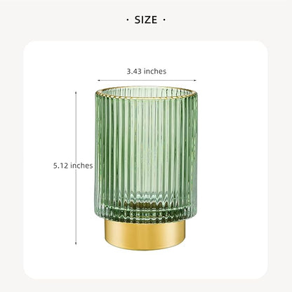 Makeup Brush Holder Organizer,Toothbrush Holders,Desk Pen Pencil Holder,Multifunctional Vintage Glass Brush Cup（L/Green/A3-6-US）