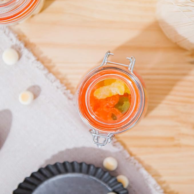 Small Glass Jars With Airtight Lids, Glass Spice Jars 5 oz,Maosn Jars With Leak Proof Rubber Gasket 150ml,Glass Storage Containers With Hinged Lid,Mini Kitchen Canisters 24 Pack