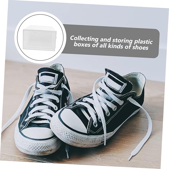 Cabilock 2pcs Thickened Plastic Shoe Box Storage Boxes for Closet Entryway Drawer Type Shoe Organizer