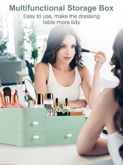 Makeup Organizer with Drawers,Large Capacity Countertop Organizer for Vanity,Bathroom and Bedroom Desk Cosmetics Organizer for Skin Care,Brushes, Eyeshadow, Lotions, Lipstick, Nail Polish