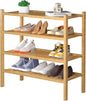 ROMGUAR CRAFT 4 Tier (Thick) Bamboo Shoe Rack for Closet Free Standing Wood Shoe Shelf for Entryway Small Space Stackable 27"x12"x28" (Natural)