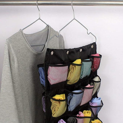 Oxford Hanging Closet Organizer for Underwear, Stocking, Bra and Sock, Dual-Sided Space Saving Storage Holder with 42 Pockets