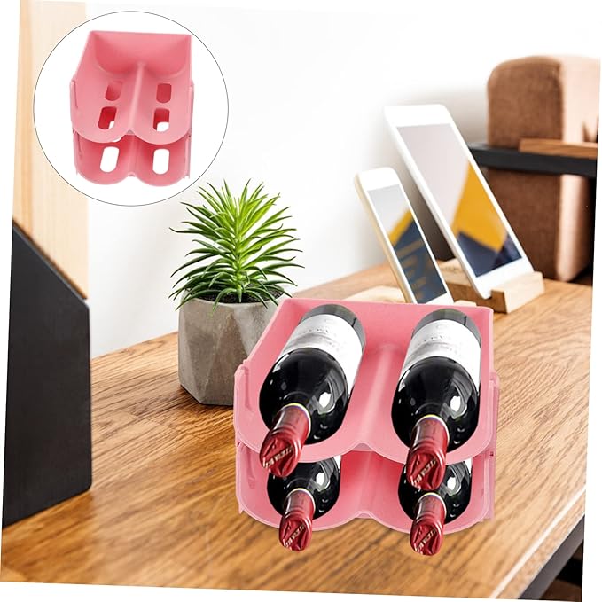 4pcs Stackable Wine and Soda Can Organizer Rack for Pantry Drawer Storage Holder Space-Saving Design for Kitchen and Cabinet Pink