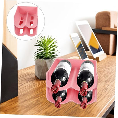 4pcs Stackable Wine and Soda Can Organizer Rack for Pantry Drawer Storage Holder Space-Saving Design for Kitchen and Cabinet Pink