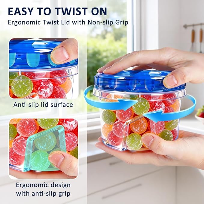 18 Pack Reusable Freezer Storage Containers with Twist Top Lids Airtight(34oz/17oz/4oz), Plastic Food Storage Containers with Lids for Meal Prep Soup Snack Fruit, Soup Container Freezer Microwave Safe