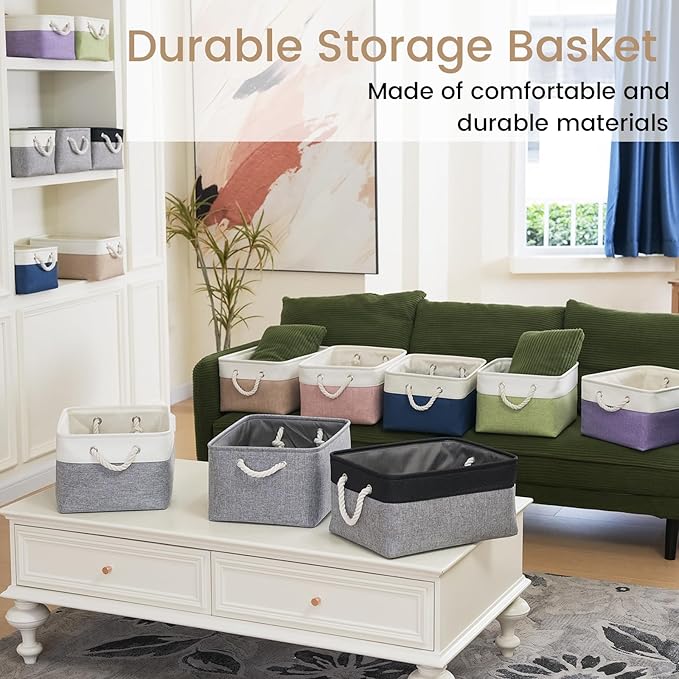 Large Storage Baskets- 15.7x11.8x8.26 inch Storage Bins for Shelves and Closet Organizing, Foldable Fabric Bin for Home Organization Clothes and Laundry (1-Pack, Black&Gray)