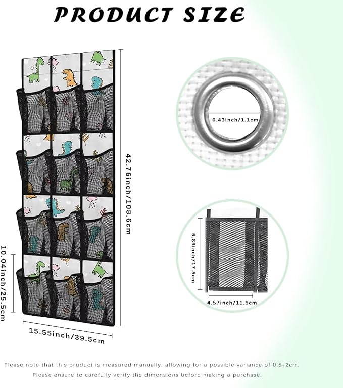 Gray Over The Door Organizer 12 Pockets Over The Door Closet Organizer Dinosaurs Shoe Holder Hanger for Living Room Space Saving Shoe Holder Hanger