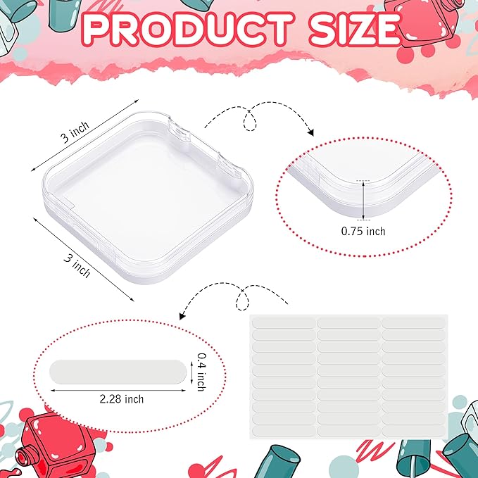 AceOrbit Press on Nail Boxes with 180 Pcs Adhesive Double Sided Tape Acrylic Press on Nail Packaging Cases Transparent Storage Case Organizer for Display Art Salon Supplies(White,48 Pcs)