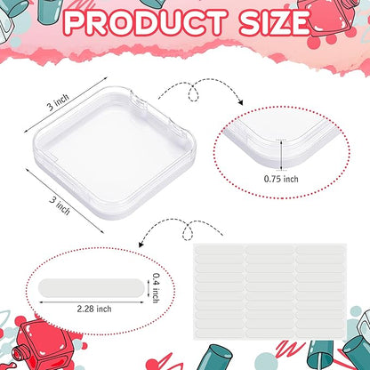 AceOrbit Press on Nail Boxes with 180 Pcs Adhesive Double Sided Tape Acrylic Press on Nail Packaging Cases Transparent Storage Case Organizer for Display Art Salon Supplies(White,48 Pcs)