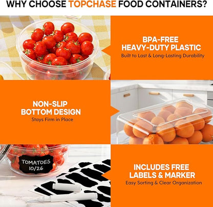 50 PCS Food Storage Containers with Lids (25 Containers & 25 Lids) - Reusable Plastic Food Containers for Kitchen Storage and Organization BPA-Free Leakproof Meal Prep Container with Labels & Pen