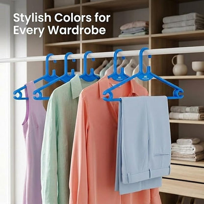 Polypropylene Clothes Hanger Pack of 12 | Heavy Duty, Slim Space Saving Hangers for Wardrobe & Closet Organization | Durable Plastic Hangers for Dresses, Shirts & Coats, Blue