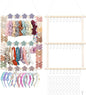 Headband Holder Hair Bow Organizer for Girls, Bow Holder Display w/ 30 Hooks, Wall Hanging Claw Clip Hair Accessories Organizer for Baby Toddler Women Nursery Decor(20x15inch,Beige)