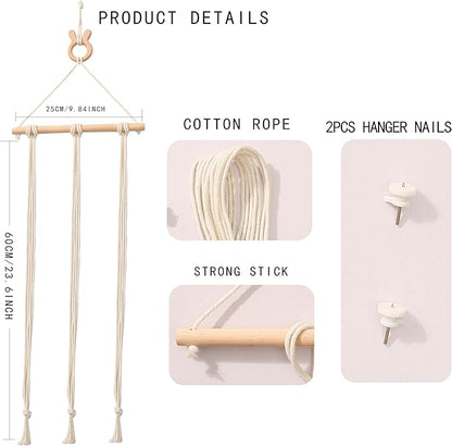 Macrame Hair Clips Organizer, Wall Hanging Hair Accessories Holder and Storage for Women and Girls, Claw Clip Hanger Home Decor