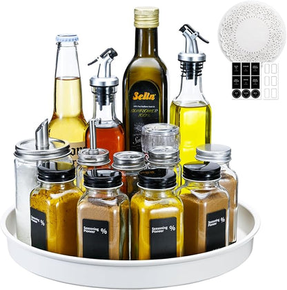 Amolliar Lazy Susan Organizer, 10" Metal Rotating Turntable for Kitchen, Fridge, Cabinet, Countertop, Pantry Storage Organizer, Tray for Household Purpose, Under Sink Organizer, Spice Rack, White 1PC