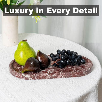 Koville Norway Natural Marble Tray, 12"x6" Vanity Decorative Tray for Countertop, Catchall Tray for Perfume, Candles, Jewelry Dish