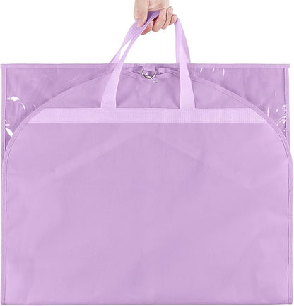 KEEGH Clear Garment Bags for Dance Costumes 40 inch Dance Garment Bags for Dancers Hanging Clothes for Closet Storage, with 4 Zipper Pockets for Dance Competitions, Ballet, Theatre, 2 Pack, Purple