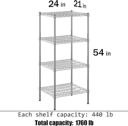 21" Deep x 24" Wide x 54" Height Wire Shelving Kit | 4-Tier | NSF Commercial Storage Rack Unit
