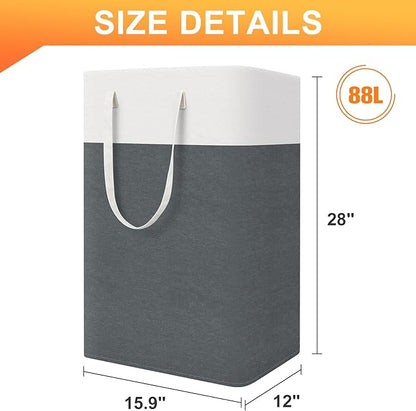 TasticTotes laundry basket 3-Pack, laundry hamper, Hamper with handles, collapsible laundry baskets, Waterproof dirty clothes hamper, Towel Storage for Home or Dorm, 88L-Grey